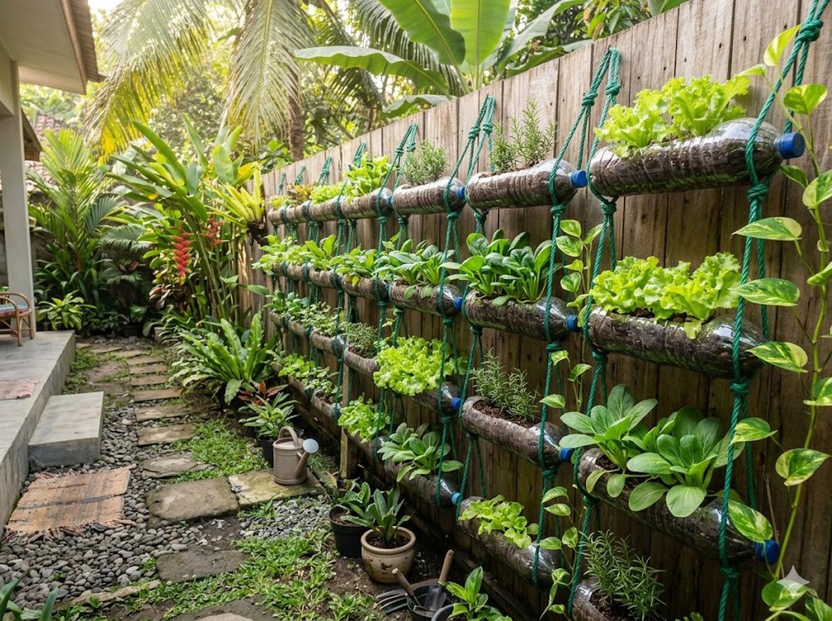 Kebun Botol Gantung Bertingkat
