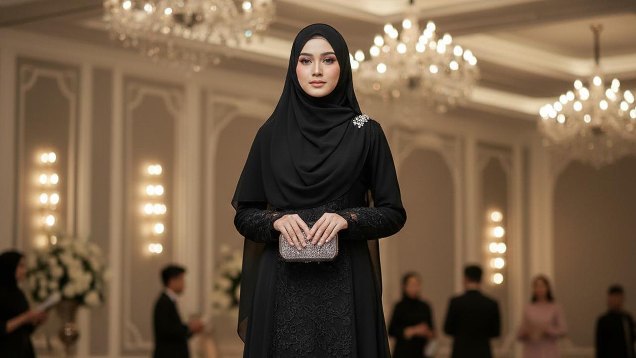 Gamis Hitam Syar’i Lace Elegant 2025