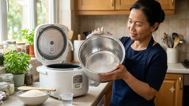 Pastikan Panci Rice Cooker Bersih (AI Generated)