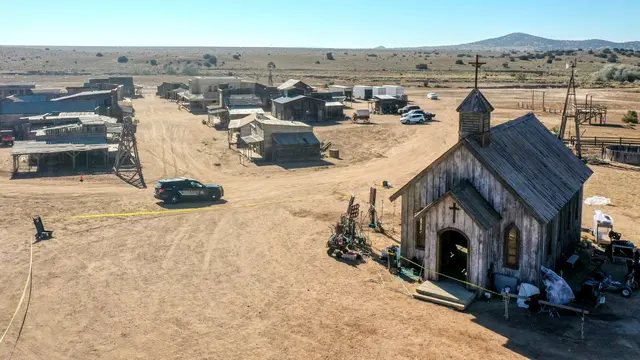 Lokasi syuting film Rust. (Roberto E. Rosales/Albuquerque Journal, via AP)