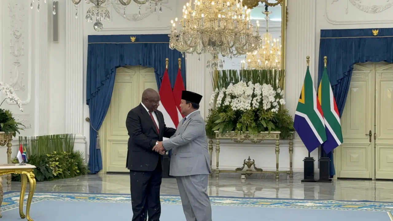 Presiden Prabowo Subianto menerima kunjungan Presiden Afrika Selatan Cyril Ramaphosa di Istana