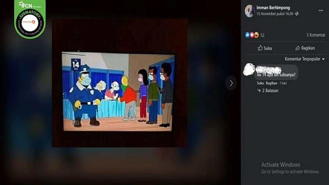 Gambar Tangkapan Layar Serial The Simpsons (sumber: Facebook)