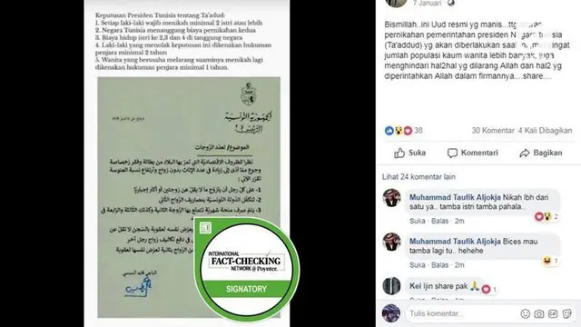 VIDEO: [CEK FAKTA] Pemerintah Tunisia Dorong Warganya Berpoligami?