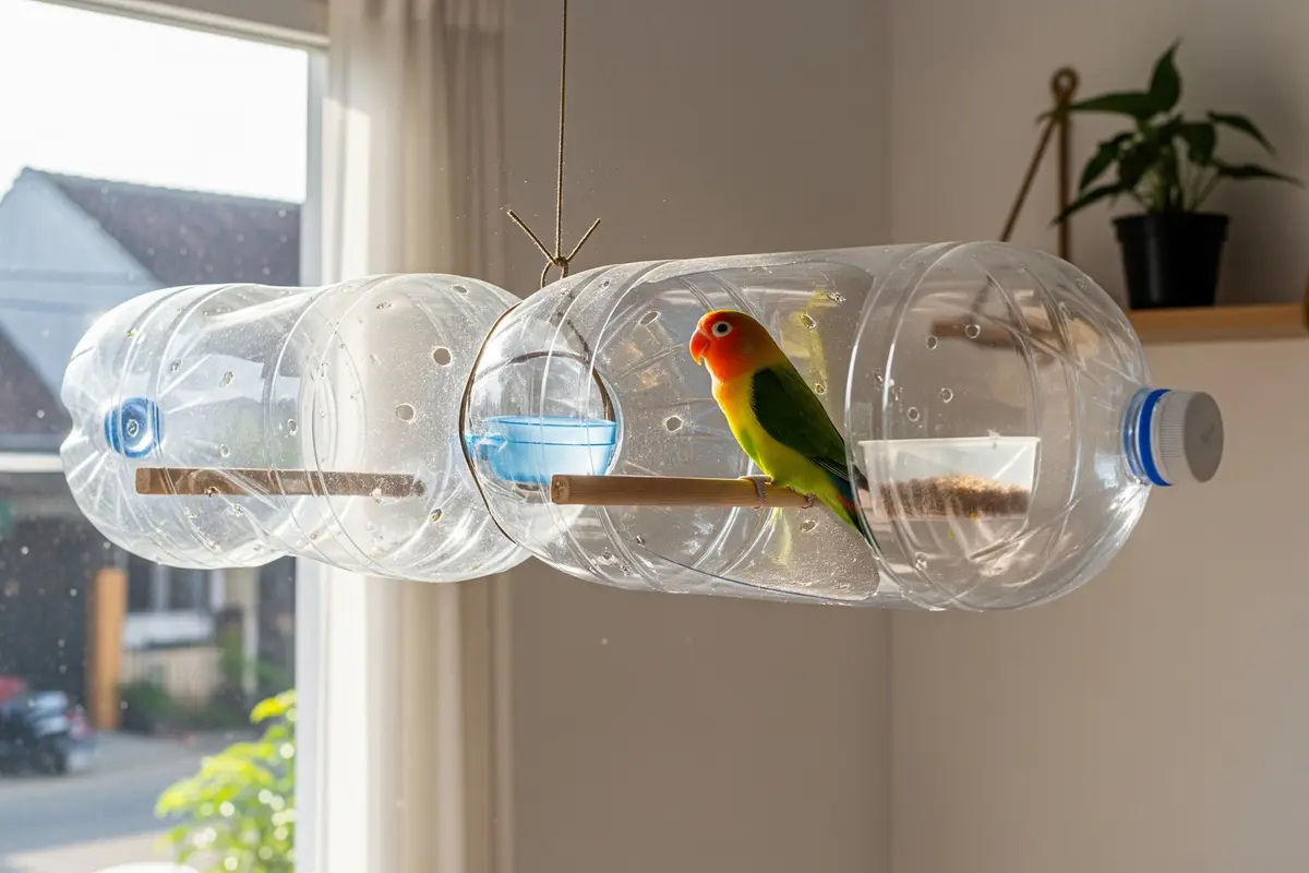 Desain Kandang Lovebird dari Botol Bekas