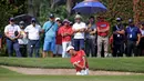 Aksi Naraajie Emerald Ramadhan Putra saat melakukan pukulan pada putaran final turnamen golf profesional BRI Indonesia Open 2019 di Lapangan Golf Pondok Indah Jakarta, Minggu (1/9/2019). (Bola.com/Peksi Cahyo)