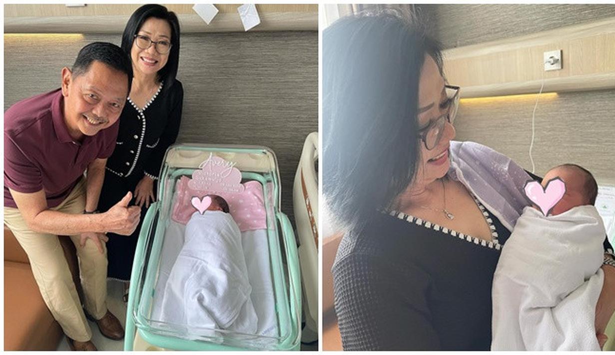 Menantunya melahirkan, kebahagiaan terpancar jelas di wajah Sugiarto Sukamuljo dan Winartin Niawati. Cucu pertamanya berjenis kelamin kedua dan kini kembali dikaruniai cucu perempuan lagi pastinya membuat kebahagiaan jadi berlipat. Usai baby Avery lahir pada jam 08.38 pagi, orang tua Kevin tak bisa jauh dari sang cucu tercinta itu. (Liputan6.com/IG/@sugiarto_sukamuljo)