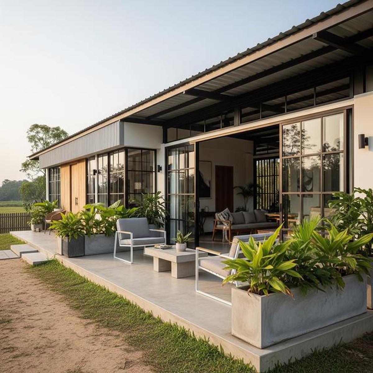 7 Desain Rumah Kampung 1 Lantai dengan Teras Lebar yang Sejuk dan Modern ala Pedesaan Estetik