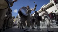 Parade marching band anak-anak Palestina menjelang hari Natal di Bethlehem, Tepi Barat. Dok: AP News