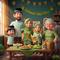 Foto keluarga lengkap animasi 3D pixar (Gemini AI)