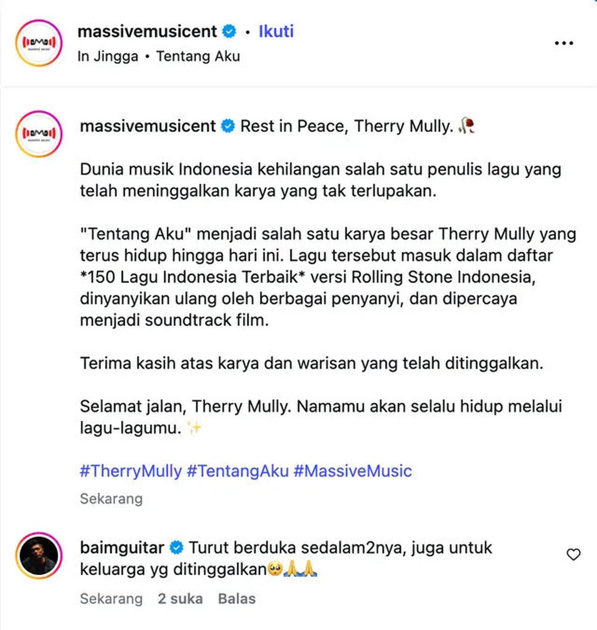 Musisi Therry Mully Meninggal Dunia, Dulu Personel Jingga dengan Lagu Hit Tentang Aku