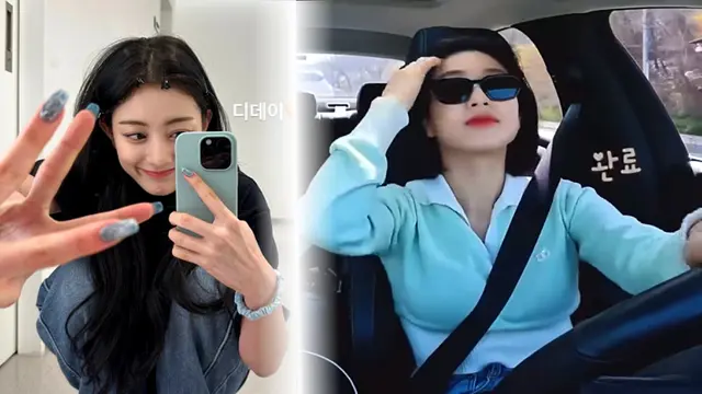 Pesona Jihyo TWICE yang pandai menyetir dengan satu tangan.