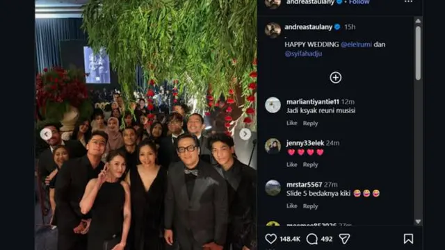 Ucapan Andre Taulany cs untuk Pernikahan El Rumi dan Syifa Hadju (foto: Instagram @andreastaulany)