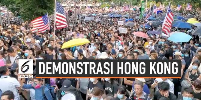 VIDEO: Ada Bendera Amerika di Tengah Demonstrasi Hong Kong