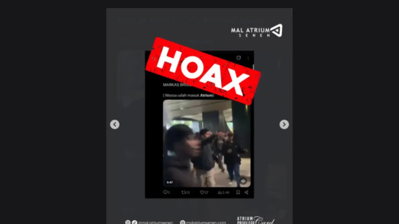 Tangkapan layar akun Instagram manajemen Mal Atrium Senen. Manajemen menyatakan video penjarahan adalah hoaks.