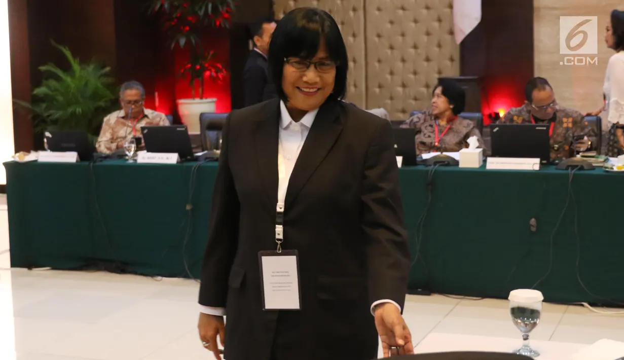 Salah satu kandidat menjalani tes wawancara dan uji publik Calon Pimpinan Komisi Pemberantasan Korupsi (Capim KPK) periode 2019-2023 di Kementerian Sekretariat Negara, Jakarta, Kamis (29/8/2019). Enam orang capim KPK yang tersisa menjalani uji publik hari ketiga. (Liputan6.com/Angga Yuniar)