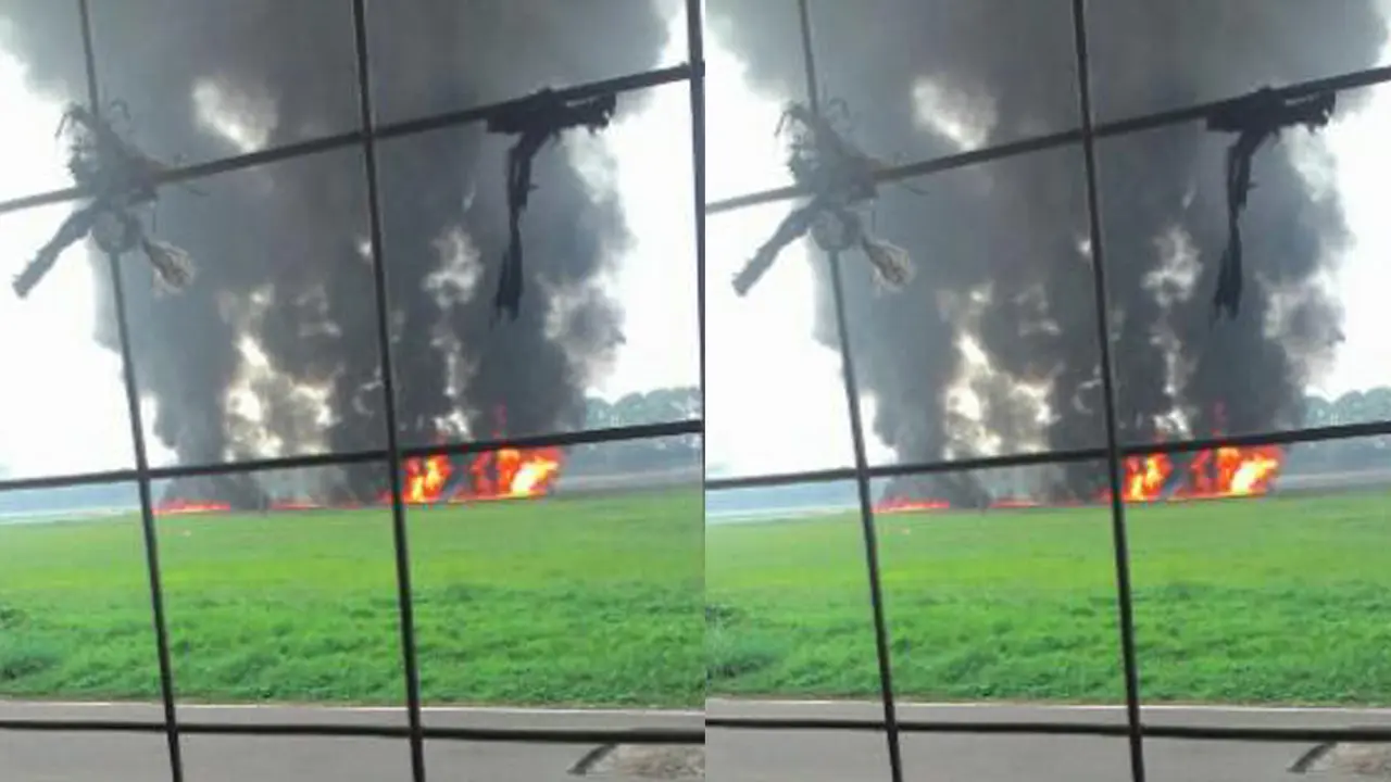 Penampakan Pesawat F-16 yang Terbakar di Halim