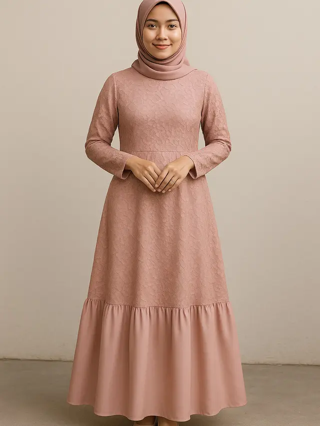 Gamis Brokat Rempel Bawah (Foto: ChatGPT)