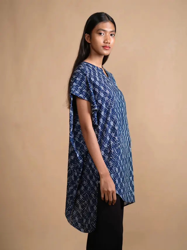 Batik Lengan Dolman Tunik Oversized Asimetris