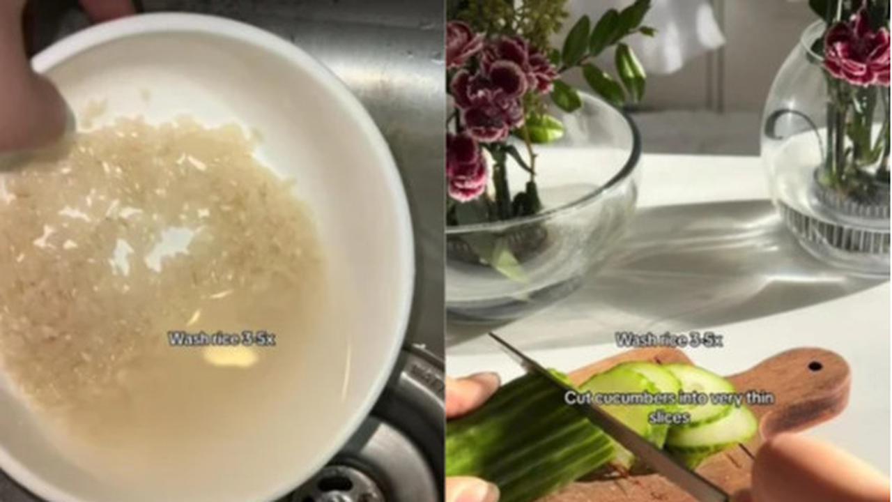 Cuci Beras dan Iris Mentimun