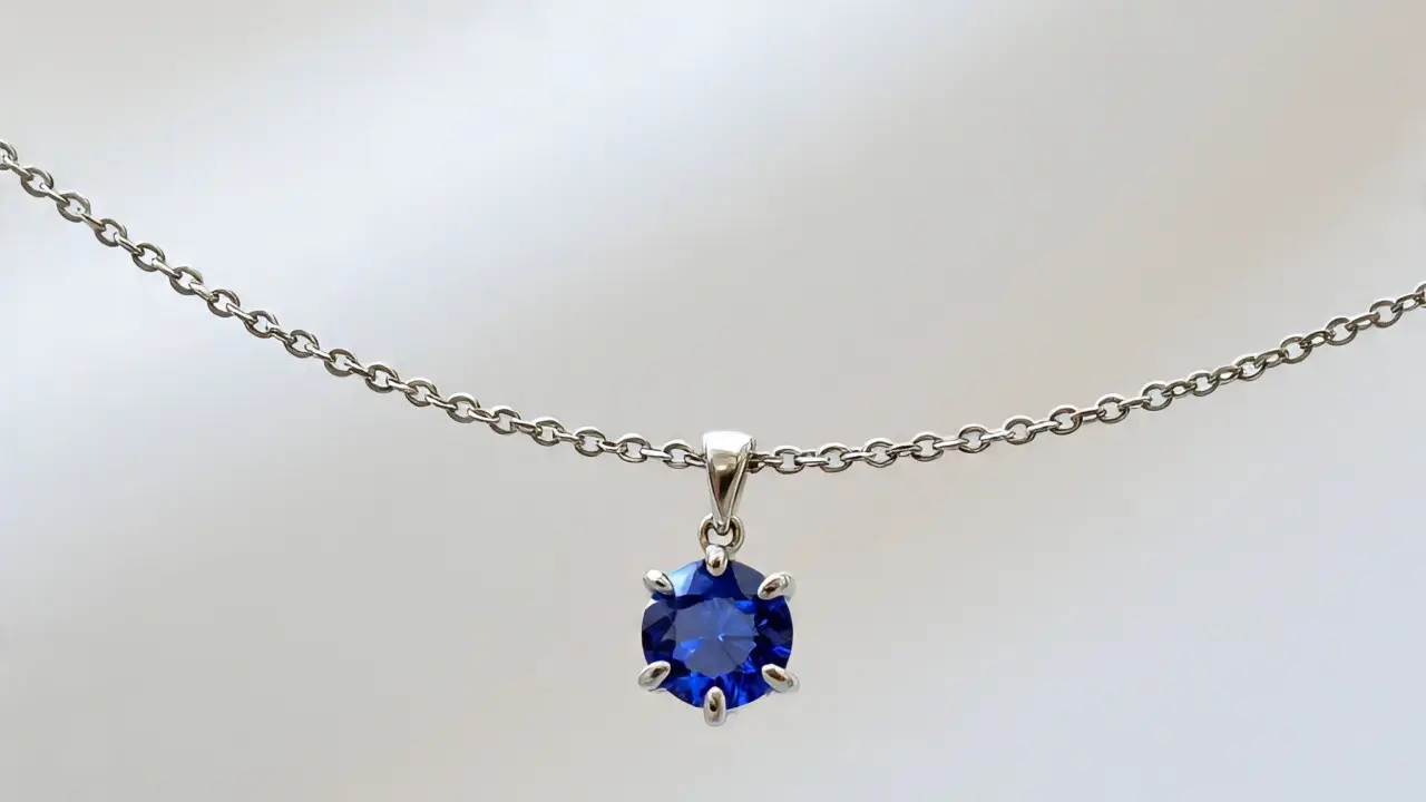 Gelang Rantai Emas Putih Batu Safir Minimalis (Created by Meta AI)
