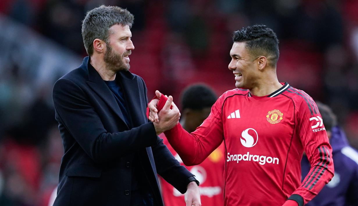 Lebih dari itu, kemenangan tersebut juga menjadi kemenangan ketujuh dalam sembilan pertandingan sejak Michael Carrick ditunjuk sebagai pelatih interim. Catatan itu membuat United kini unggul enam poin atas Chelsea di posisi keenam dan berada dalam posisi kuat untuk mengamankan tiket Liga Champions. (AP Photo/Dave Thompson)