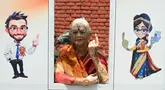 Seorang pemilih menunjukkan jarinya yang bertinta setelah memberikan suaranya dalam pemungutan suara tahap kedua pada pemilihan umum India di Ghaziabad pada 26 April 2024. (Sajjad HUSSAIN/AFP)