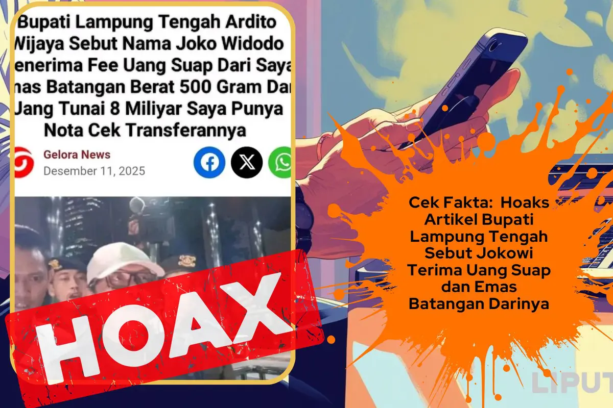 Cek fakta artikel Bupati Lampung Tengah sebut Jokowi terima uang suap darinya