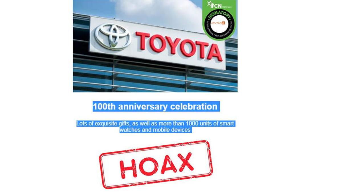 Cek Fakta: Hoaks Pesan Berantai Janjikan Hadiah Rayakan Ulang Tahun Ke-100  Toyota - Cek Fakta Liputan6.com