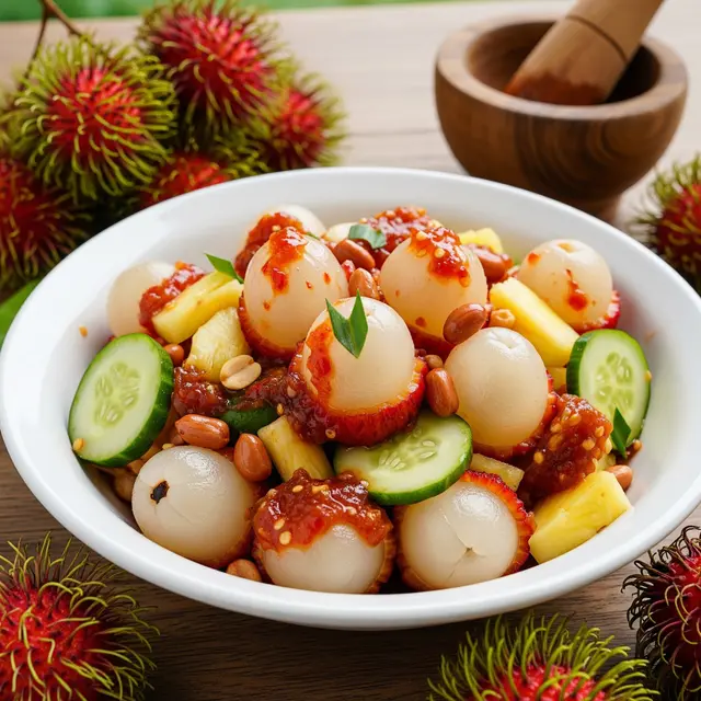 Ilustrasi Bahan Membuat Rujak Rambutan/Gemini AI