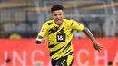 15. Jadon Sancho (Borussia Dortmund) - Penampilannya bersama Borussia Dortmund membuat pemain asal Inggris ini menjadi rebutan sejumlah klub raksasa Eropa. Jadon Sancho tercatat telah mengoleksi 30 gol dan 39 assist dari 80 laganya di kompetisi Liga Jerman. (AFP/Ina Fassbender)