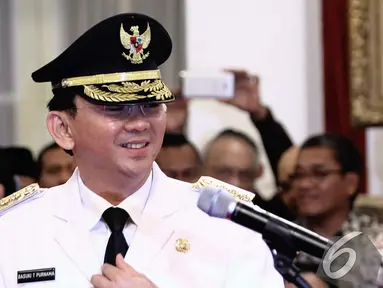 Basuki Tjahaja Purnama atau Ahok menjabat sebagai Gubernur DKI Jakarta sejak 19 November 2014 hingga 2017. (Liputan6.com/Faizal Fanani)