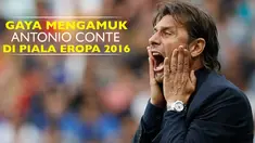 Gaya mengamuk Antonio Conte dengan menendang bola saat laga Italia vs Spanyol di babak 16 besar Piala Eropa 2016, Senin (27/6/2016).