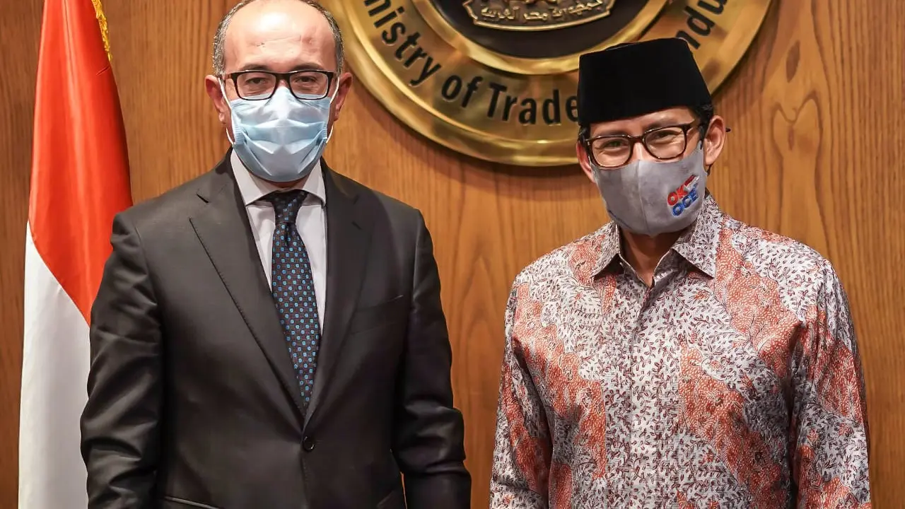 Sandiaga Uno bertemu dengan Wakil Menteri Perdagangan dan Industri Mesir, Ahmed Maghawry Diab di Cairo, Sabtu 21 November 2020