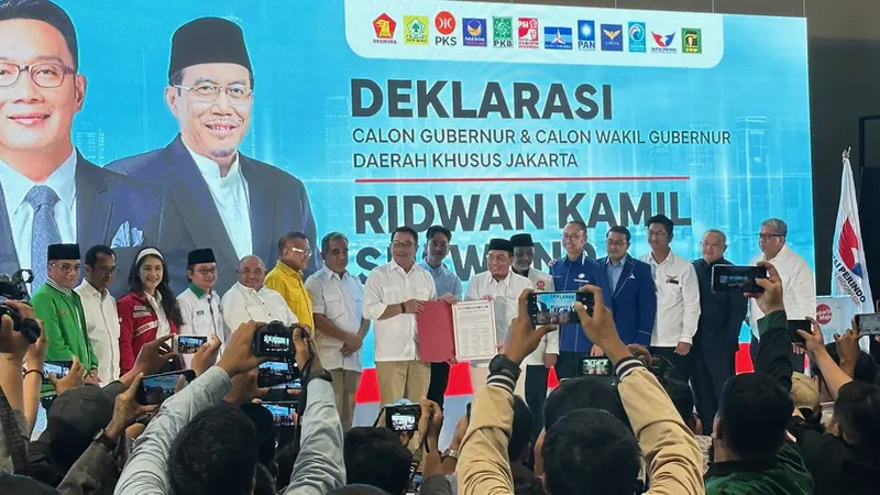 Koalisi Indonesia Maju (KIM) Plus resmi mendukun terhadap bakal calon gubernur dan wakil gubernur Pilkada Jakarta 2024, Ridwan Kamil-Suswono.