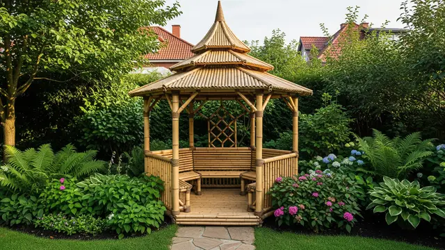 Ide Gazebo Mini dari Bambu untuk Tengah Kebun Belakang Rumah/Gemini AI