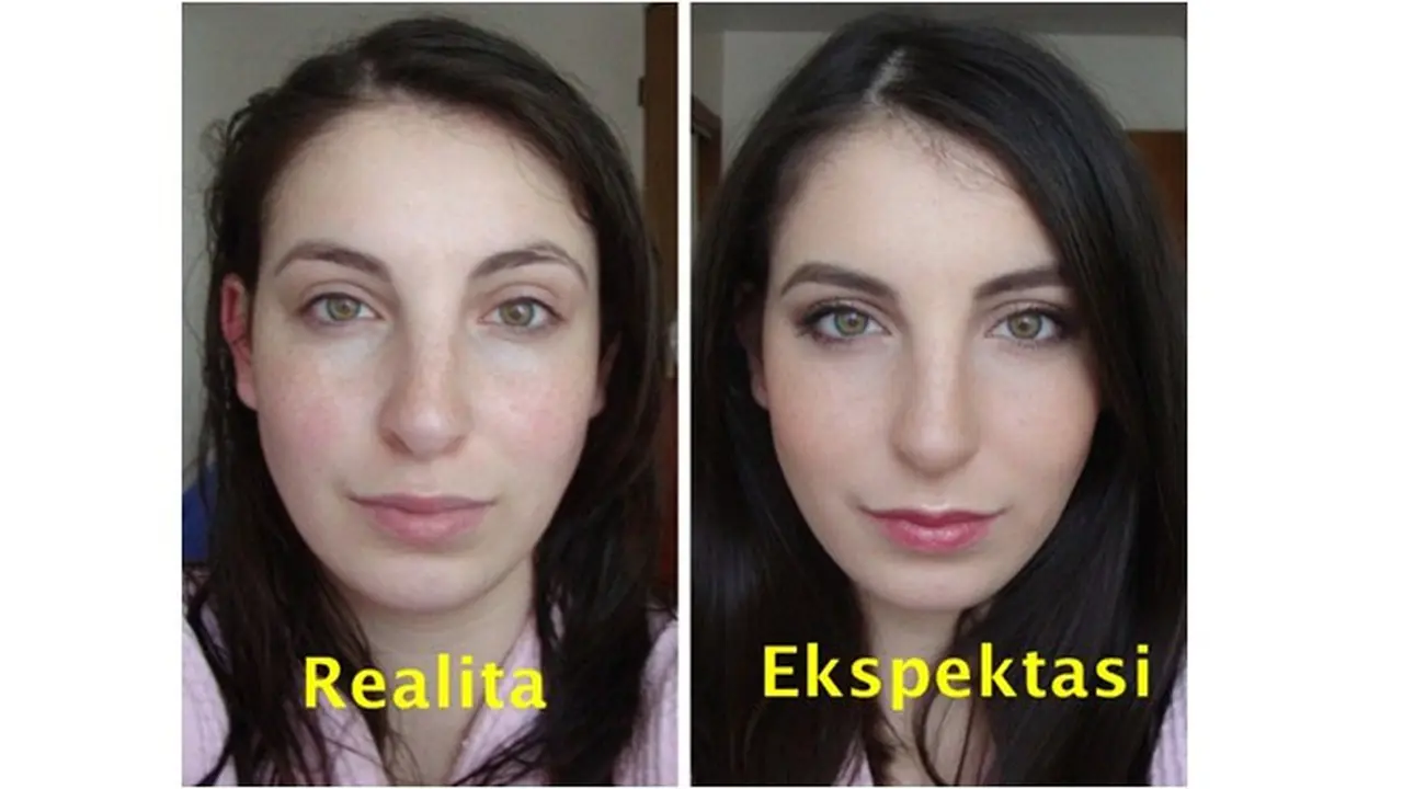 6 Potret Ekpektasi vs Realita Wanita Tampil Natural Ini Curi Perhatian