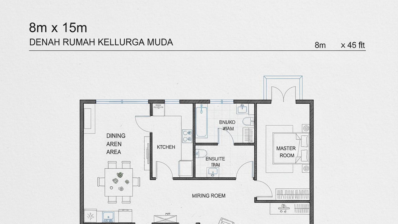 Denah Rumah yang Optimal dengan Ruang Fungsional serta Pemisahan Zona Privat dan Komunal