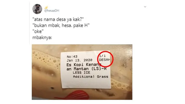 6 Cerita Warganet saat Pelayan Salah Tulis Nama Ini Kocak