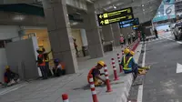 Suasana pembangunan Bandara Internasional Yogyakarta di Kabupaten Kulon Progo, DI Yogyakarta, Selasa (23/4). Progres pembangunan Bandara Internasional Yogyakarta hampir 100 persen, sementara progres pembangunan keseluruhannya termasuk domestik mencapai 47 persen. (Liputan6.com/Helmi Fithriansyah)