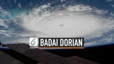 NASA merilis foto dramatis penampakan foto badai Dorian di atas Samudera Atlantik. Badai Dorian masuk kategori berbahaya dan bisa menyebabkan kerusakan daerah yang diterjangnya.