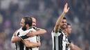 Para pemain Juventus merayakan kemenangan usai mengalahkan Napoli pada lanjutan Serie A di Juventus Stadium, Turin, Italy, (29/10/2016). (EPA/Alessandro Di Marco)