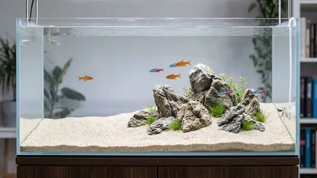 Aquascape Zen dengan Area Pasir Luas