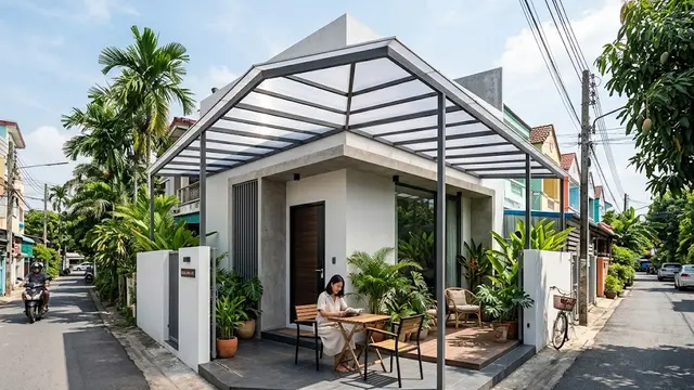 Kanopi Teras Bentuk L Minimalis Rangka Baja Ringan