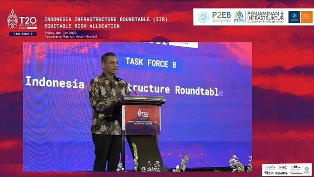 Wakil Menteri Keuangan (Wamenkeu) Suahasil Nazara  dalam T20 Event Indonesia Infrastructure Roudtable, Jumat (8/7/2022). Suahasil berbicara soal kenaikan harga komoditas masih dipicu oleh perang antara Rusia-Ukraina.