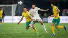 Pemain Timnas Indonesia, Marselino Ferdinan, saat melawan Australia pada laga kedua Grup C Kualifikasi Piala Dunia 2026 Zona Asia di Stadion Utama Gelora Bung Karno (SUGBK), Jakarta Pusat, pada Selasa (10/9/2024). (Bola.com/Abdul Aziz)