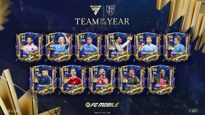 <p>EA Sports FC Mobile Rilis 11 Pemain Terbaik Team of The Year, Ada Virgil van Dijk hingga Lionel Messi. (Doc: EA Sports_</p>