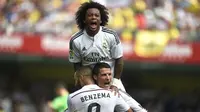 Karim Benzema, Cristiano Ronaldo, Marcello (JOSE JORDAN / AFP)