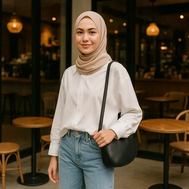 Outfit Atasan Putih Bawahan Jeans