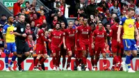 Liverpool menang tiga gol tanpa balas atas Southampton pada laga pekan keenam Premier League, di Stadion Anfield, Sabtu (22/9/2018) malam WIB. (Dave Thompson/PA via AP)