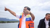 Menteri Koordinator Bidang Kemaritiman dan Investasi (Menko Marves) Luhut B. Pandjaitan atau Menko Luhut saat memberikan arahan di PT Sea6 Energy pada Jumat (28-04-2023)